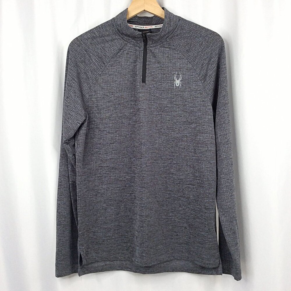 SPYDER Active ProW=B 1/4 Zip Pullover Men's Sz Small Gray Lightweight Base Layer